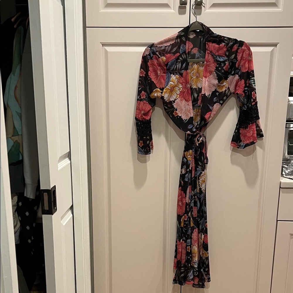 Floral Black Women's Robe